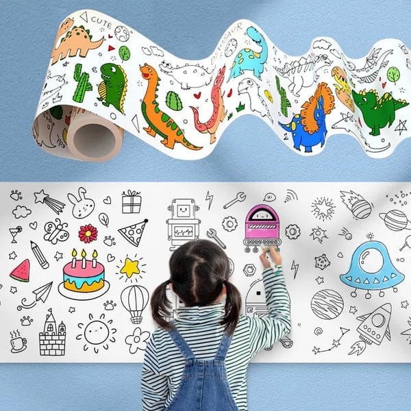 3 Meter Extra-Long Graffiti Drawing Roll — Creative Wall Art Paper for Kids With 10 Color