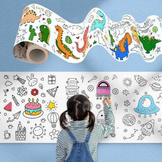 3 Meter Extra-Long Graffiti Drawing Roll — Creative Wall Art Paper for Kids With 10 Color